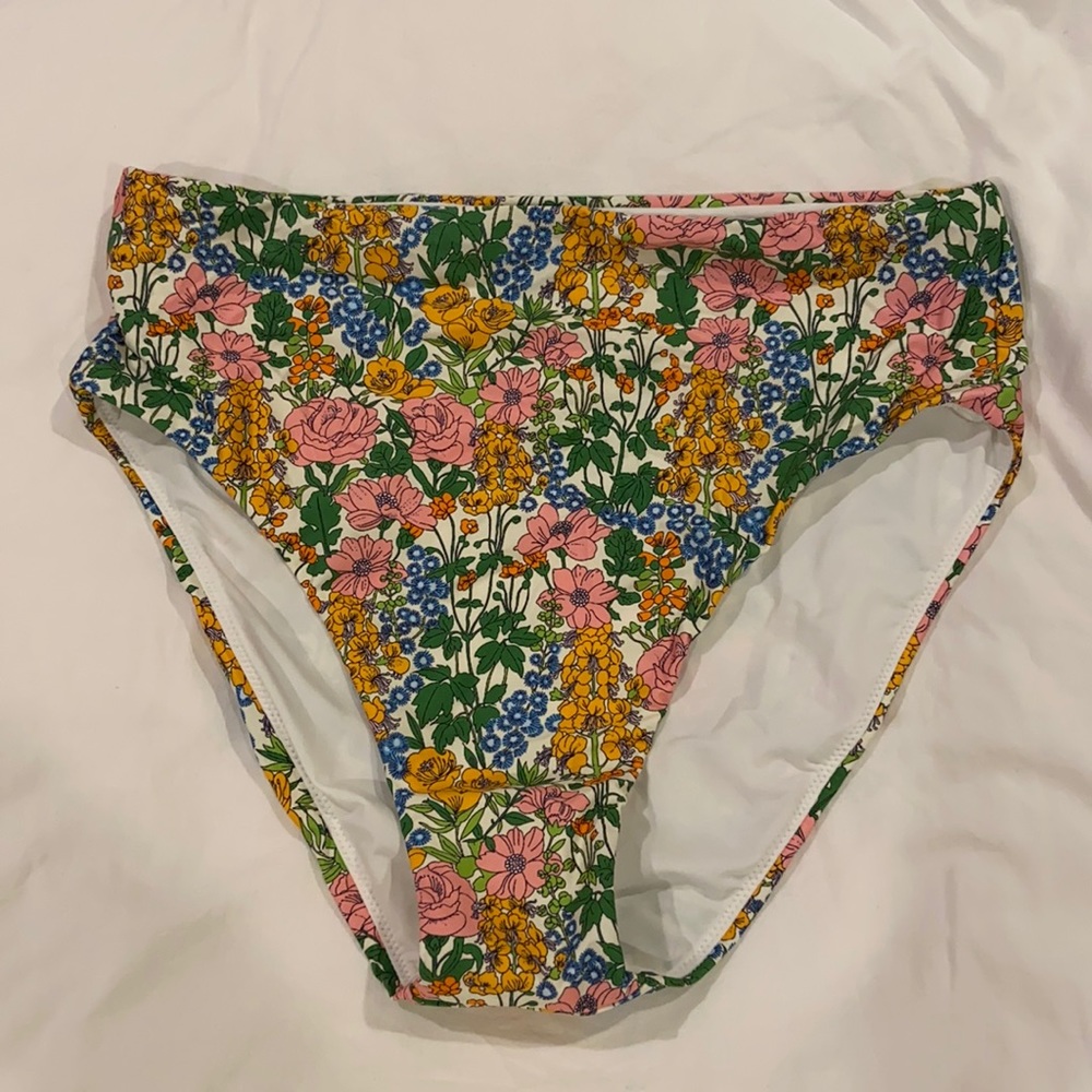 JCrew High-Cut Waist Bikini Bottom in Liberty Mini Floral Walk